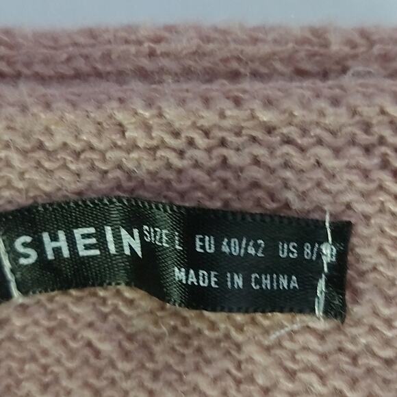 SHEIN Pink Open Front Cropped Cardigan L Casual Classic Preppy Winter Barbiecore - Picture 7 of 9
